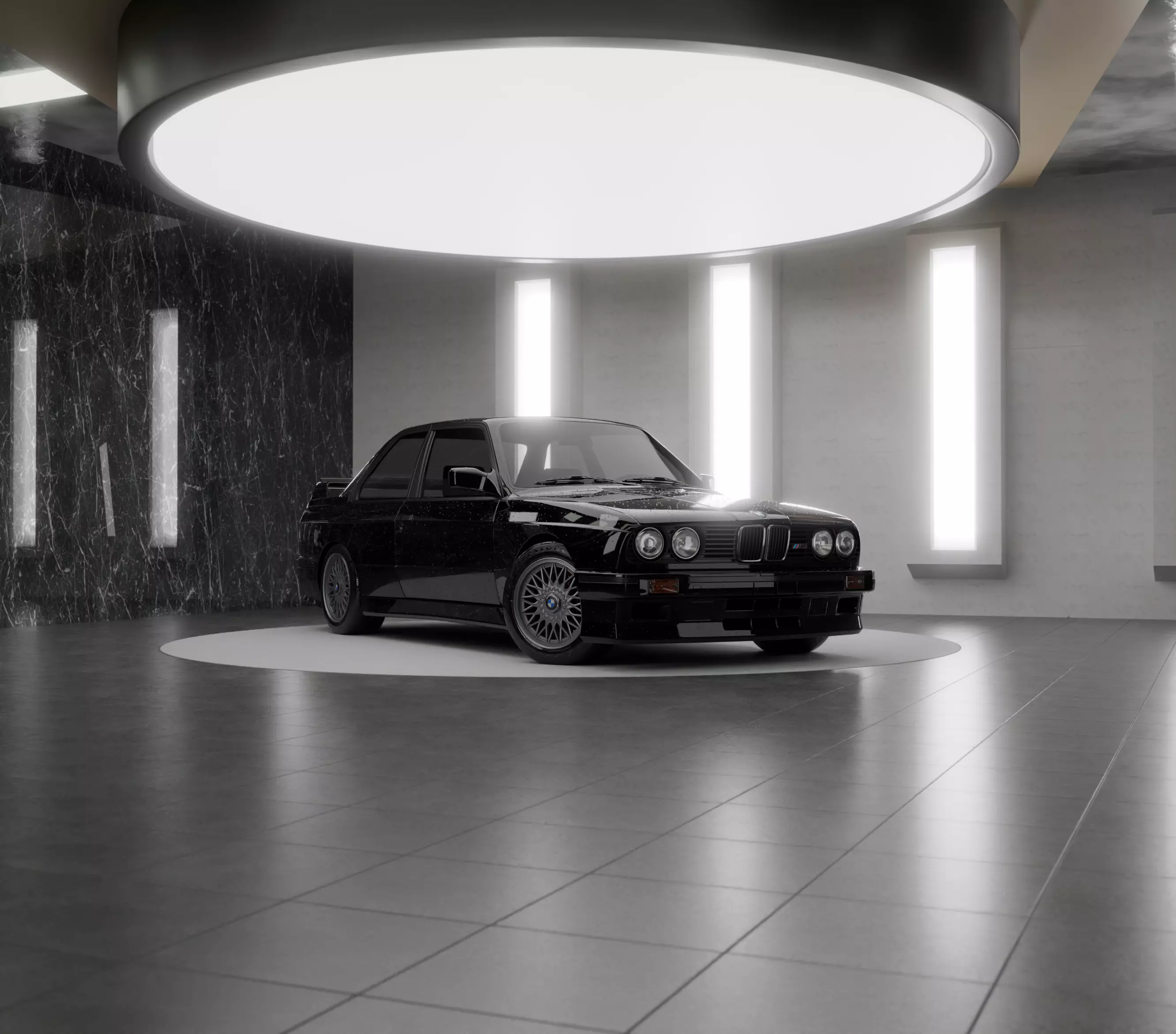 Garage Automotive Scene Blender Free low-poly 3D model_0