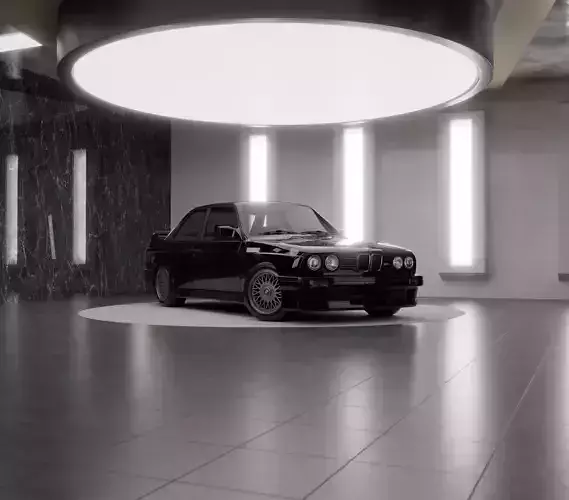 Garage Automotive Scene Blender Free low-poly 3D model