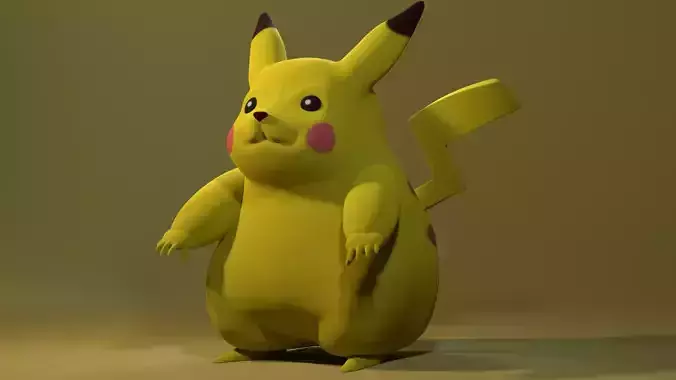 3D Pikachu Model - Classic Anime Style