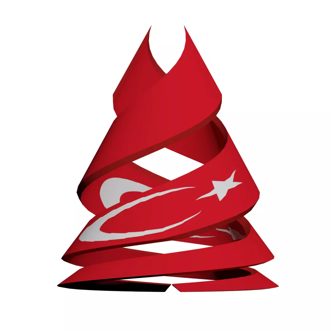 Turkish Flag on a Double Helical Structure 3D model