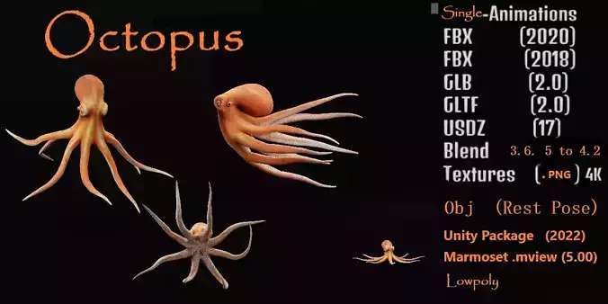 Octopus Low-poly 3D model