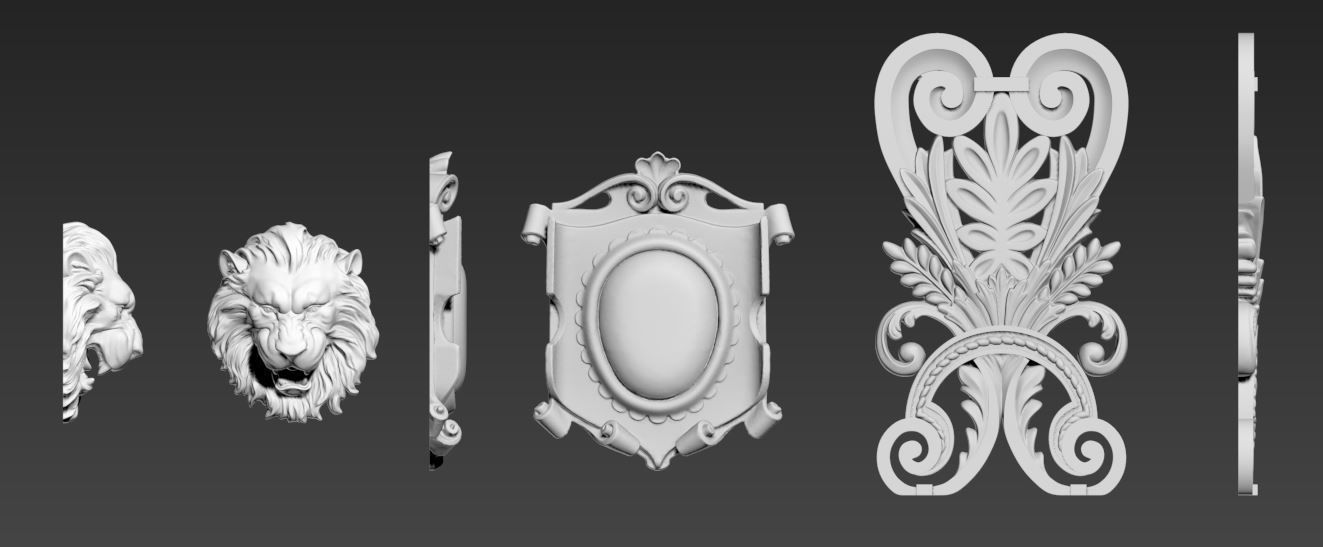 reliefs plaster patterns decorations Free 3D model_2