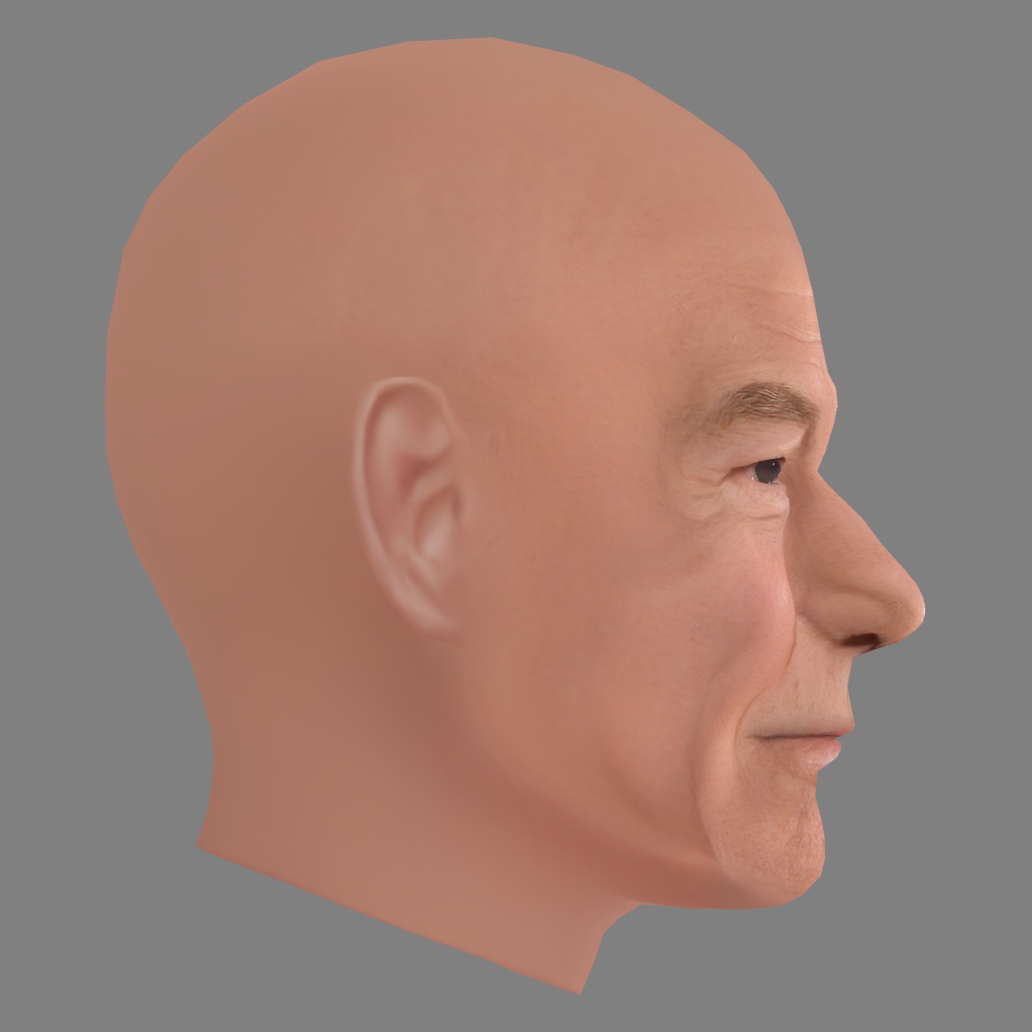 Patrick Stewart Head - Low poly head for game Low-poly 3D model_5
