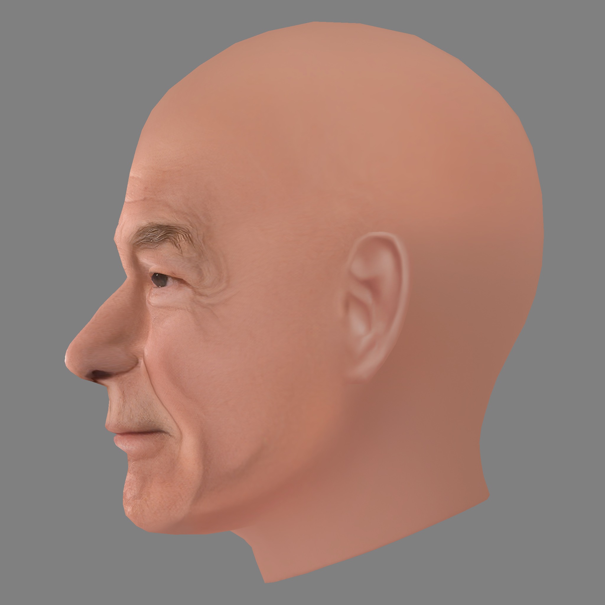 Patrick Stewart Head - Low poly head for game Low-poly 3D model_2