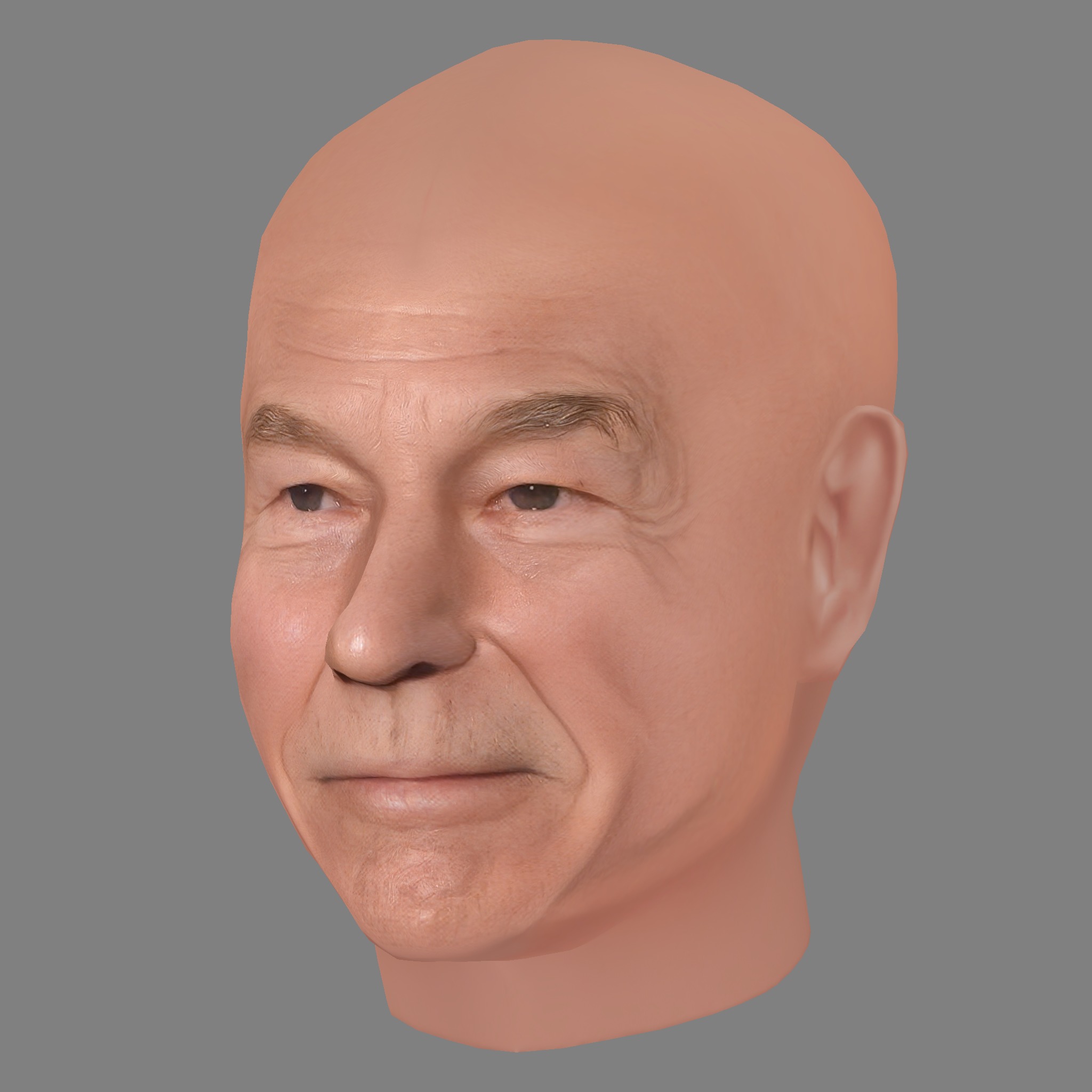 Patrick Stewart Head - Low poly head for game Low-poly 3D model_1