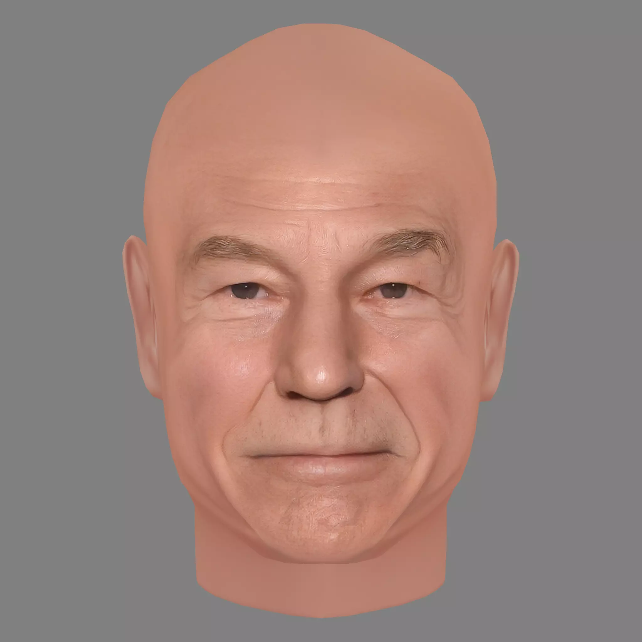 Patrick Stewart Head - Low poly head for game Low-poly 3D model_0