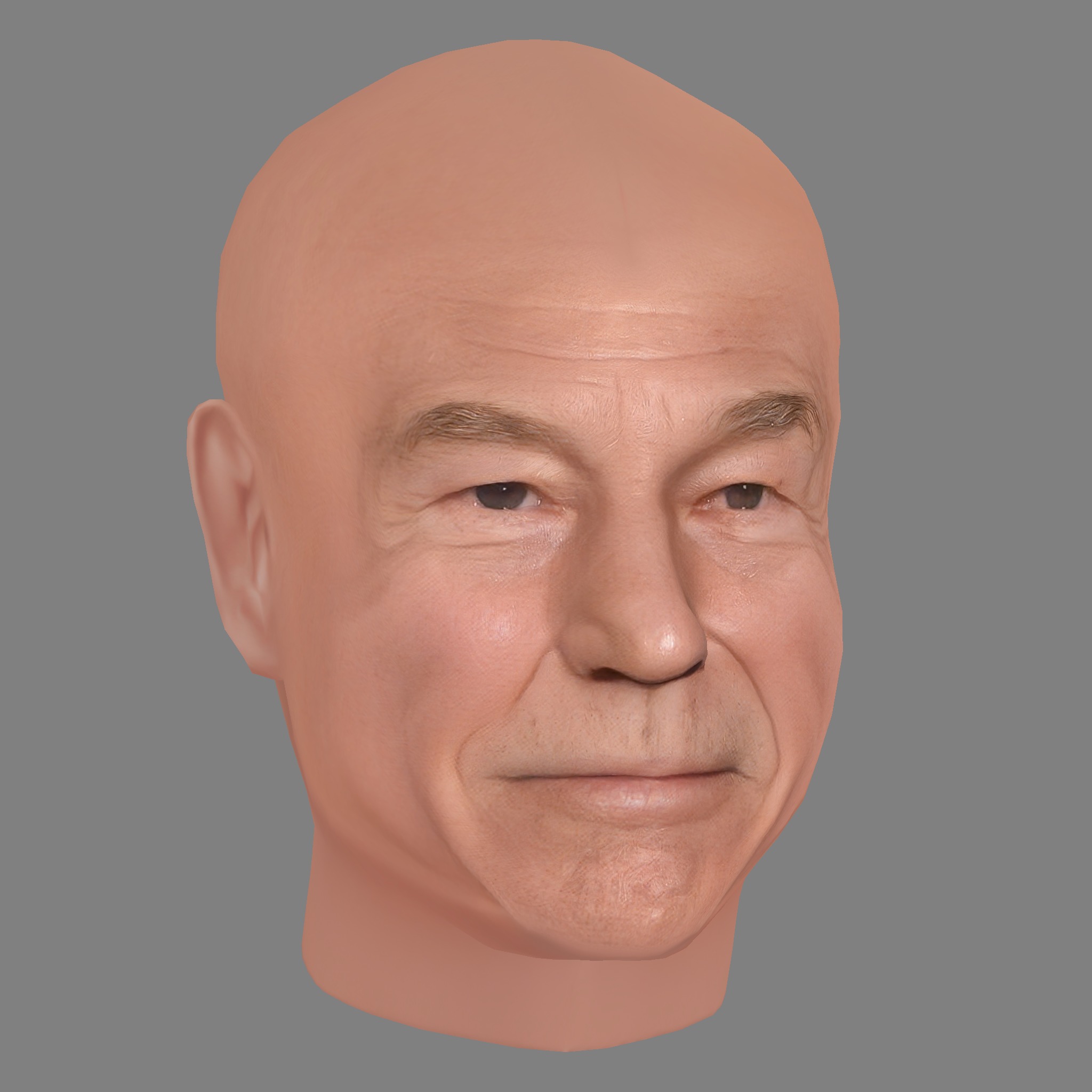 Patrick Stewart Head - Low poly head for game Low-poly 3D model_6