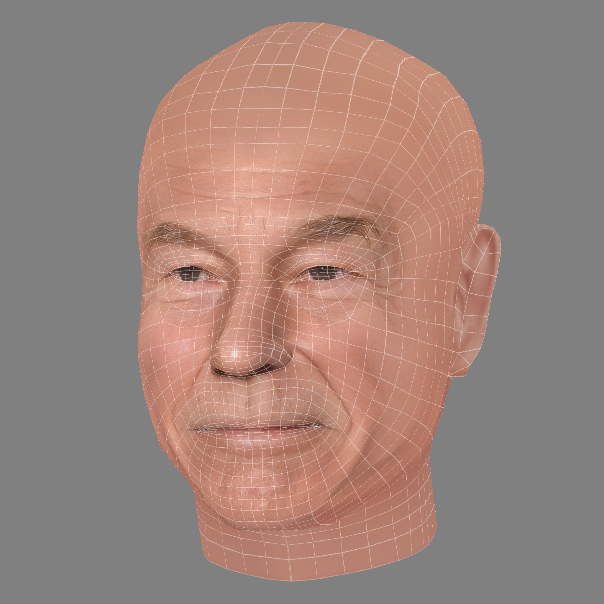Patrick Stewart Head - Low poly head for game Low-poly 3D model_7