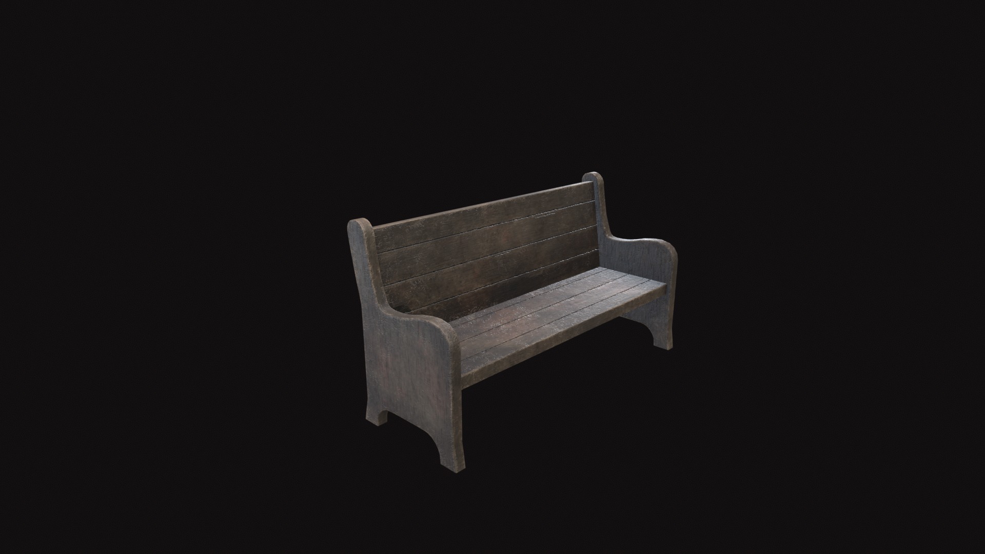 Medieval Bench V1 Low-poly 3D model_8