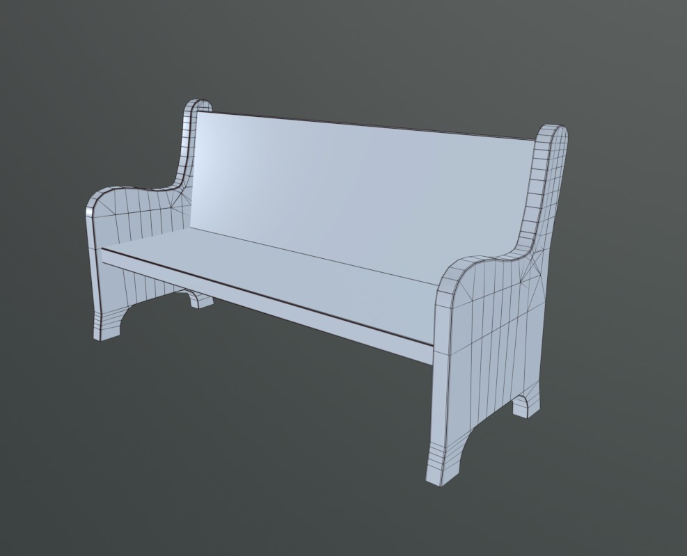 Medieval Bench V1 Low-poly 3D model_10