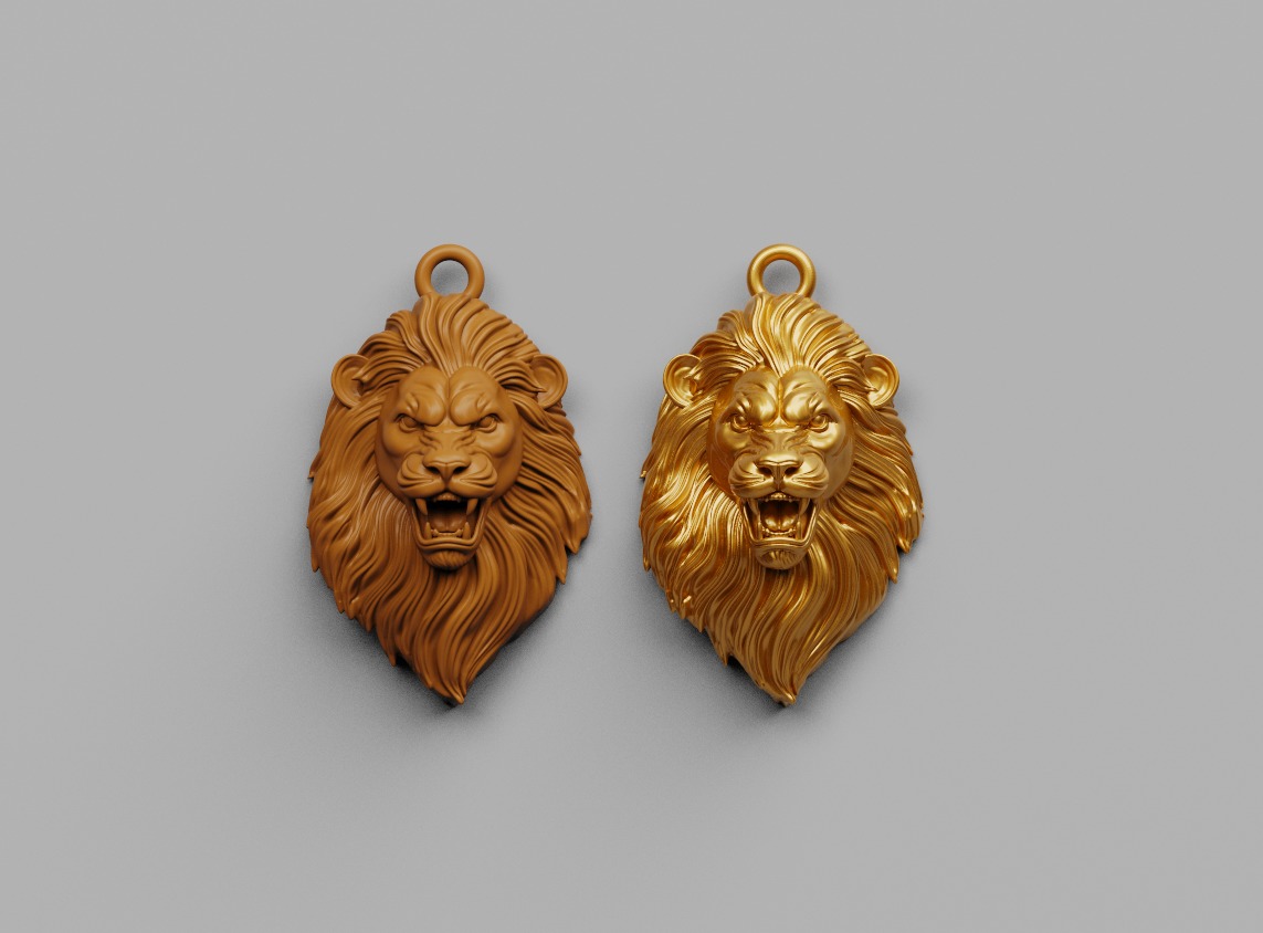 Angry Lion Pendant 3D print model_1