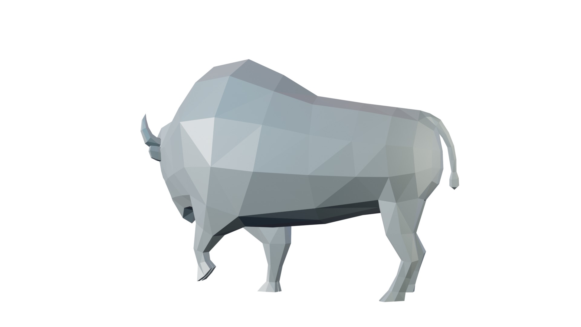 Low Poly Bison 3D print model_5