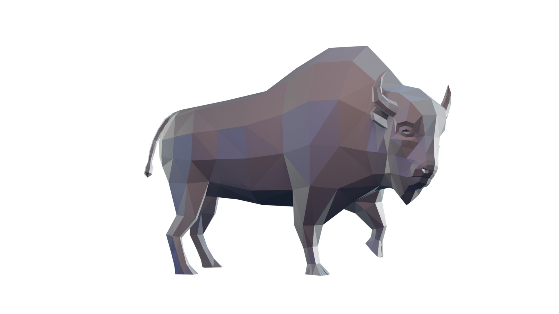 Low Poly Bison 3D print model_3