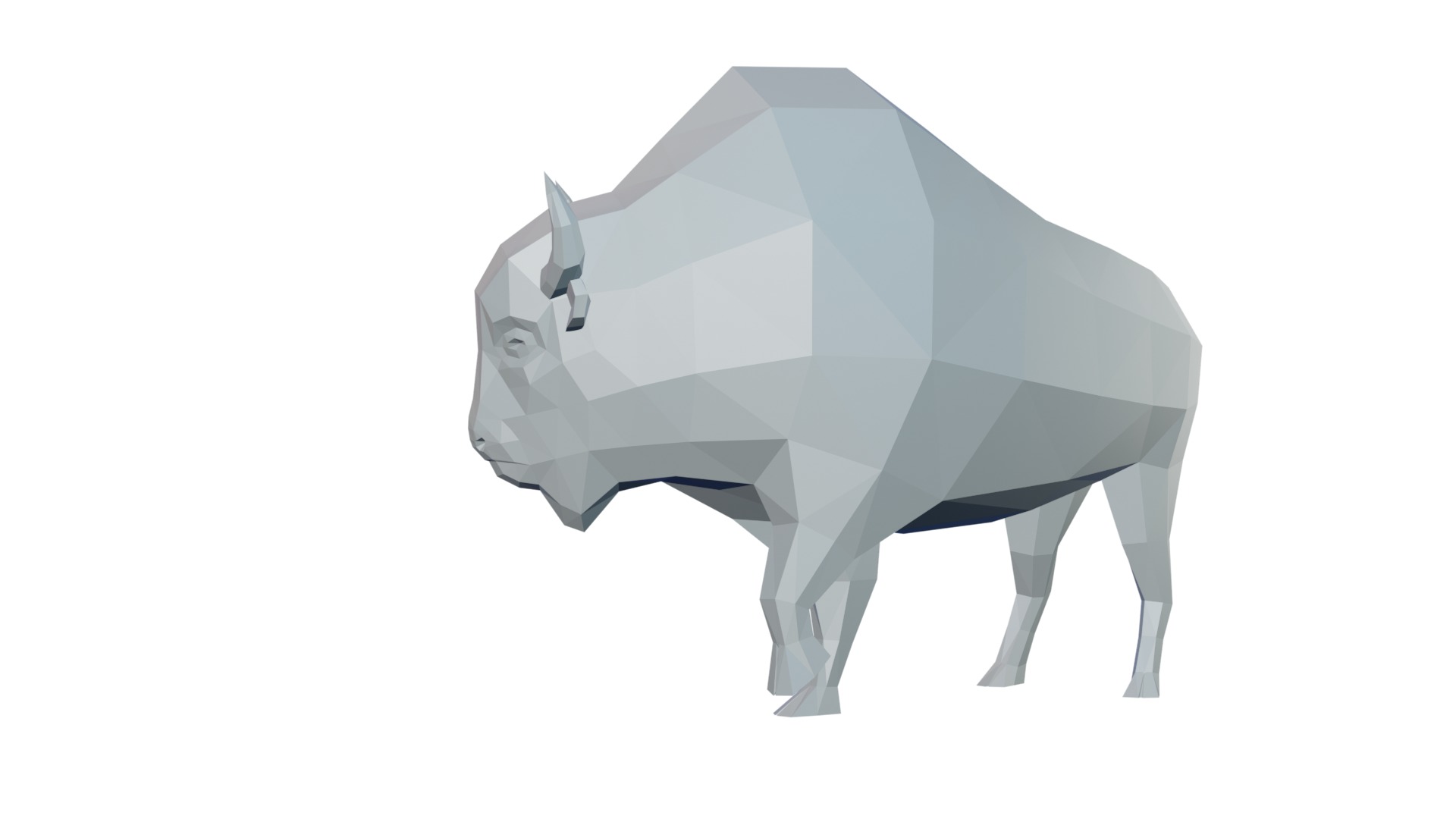 Low Poly Bison 3D print model_4