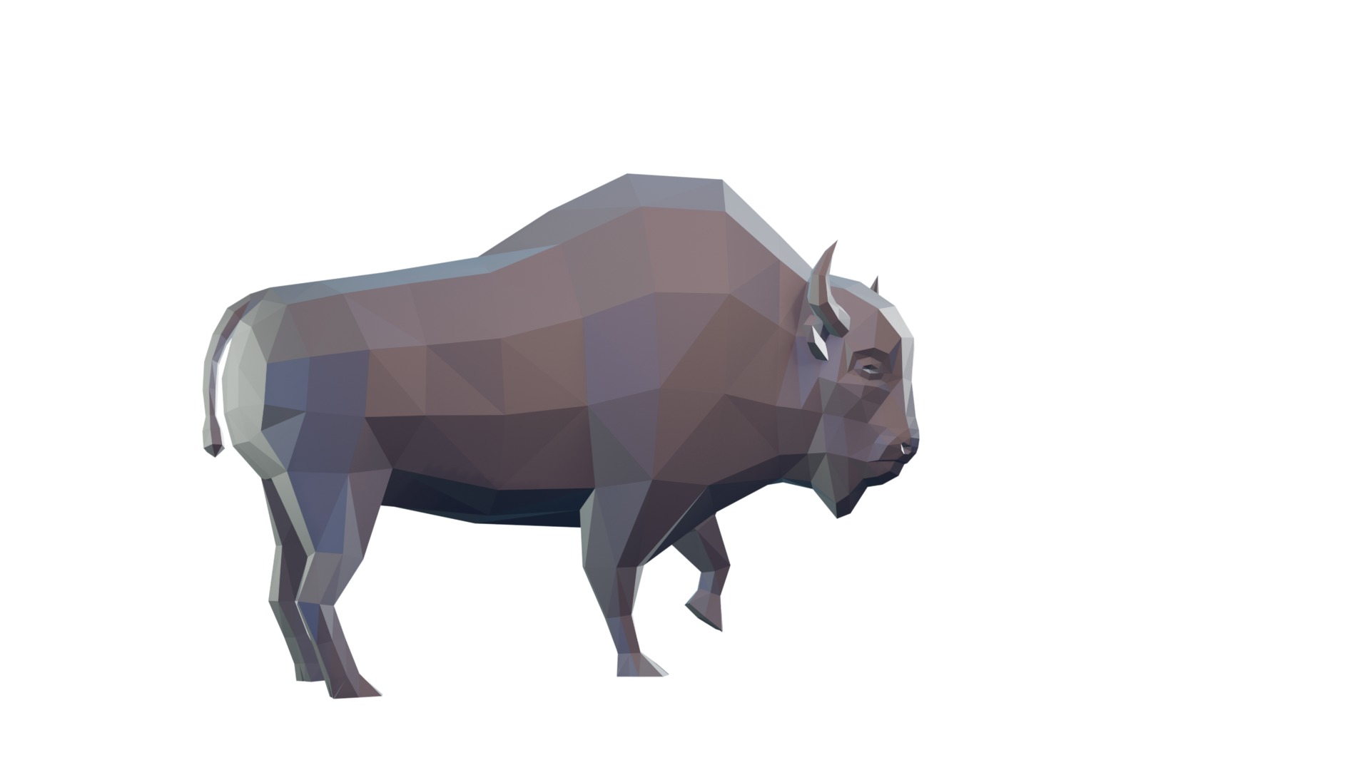Low Poly Bison 3D print model_7