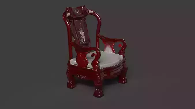 Chinese dark cherry wooden arm chair