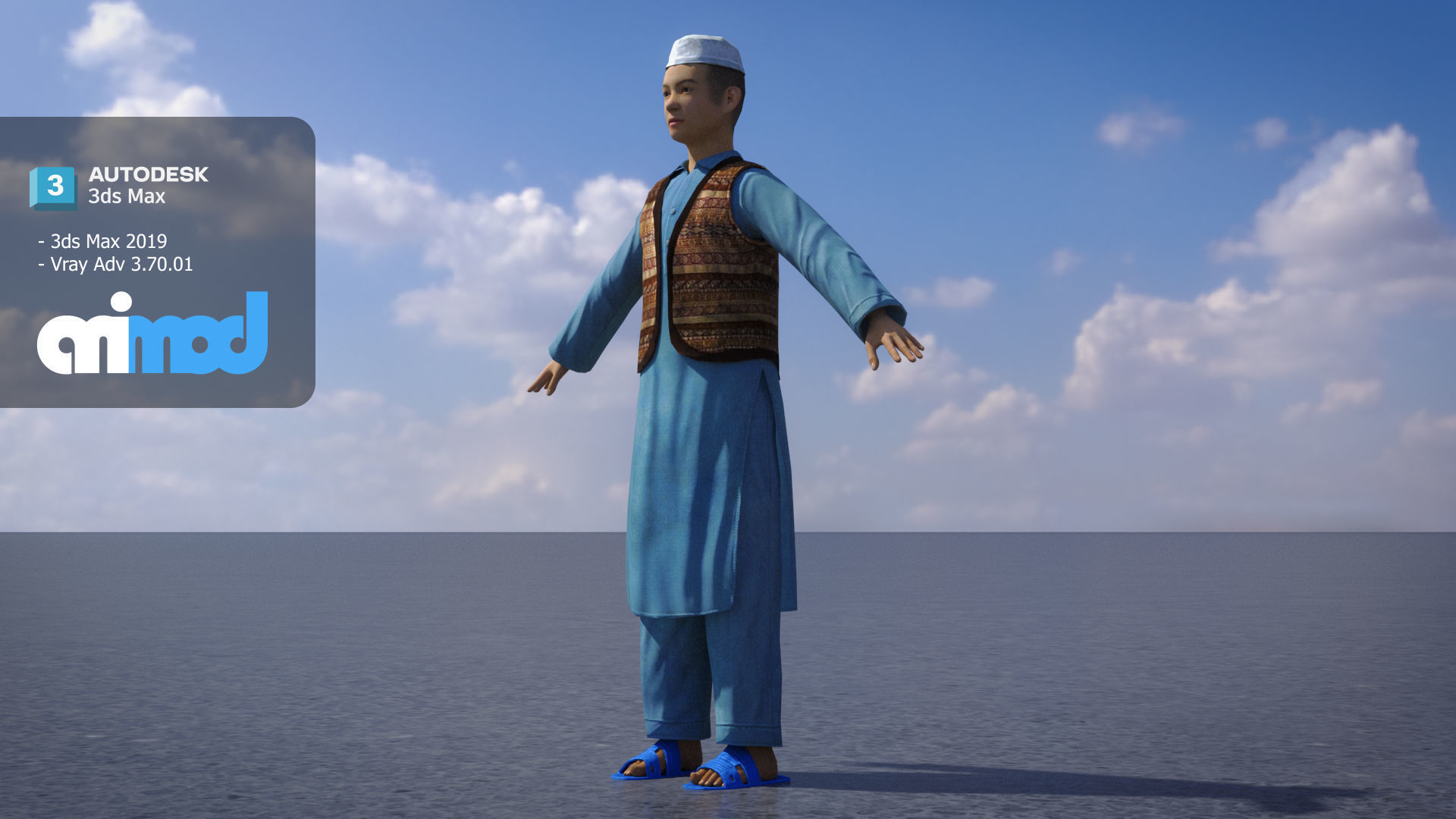 Afghan Kid Civilian 3D model_1