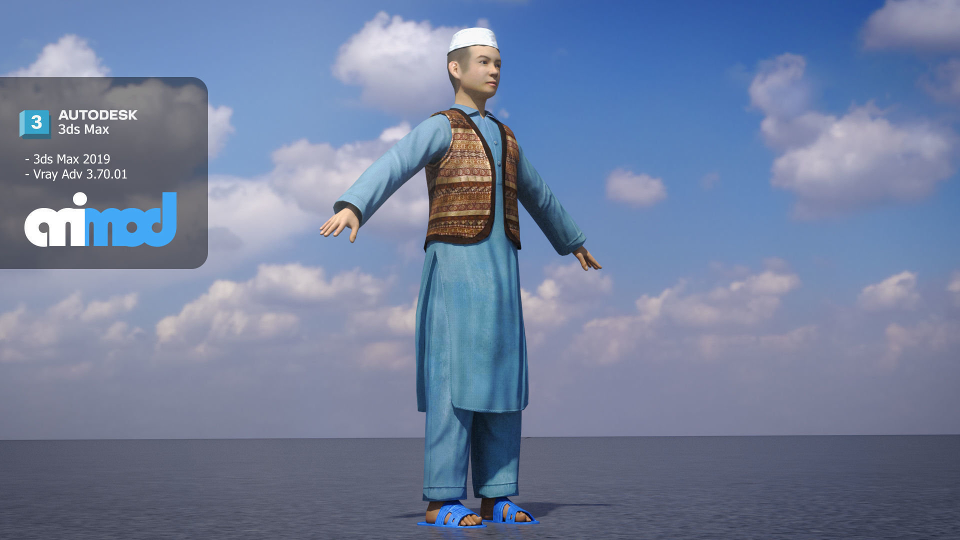 Afghan Kid Civilian 3D model_2