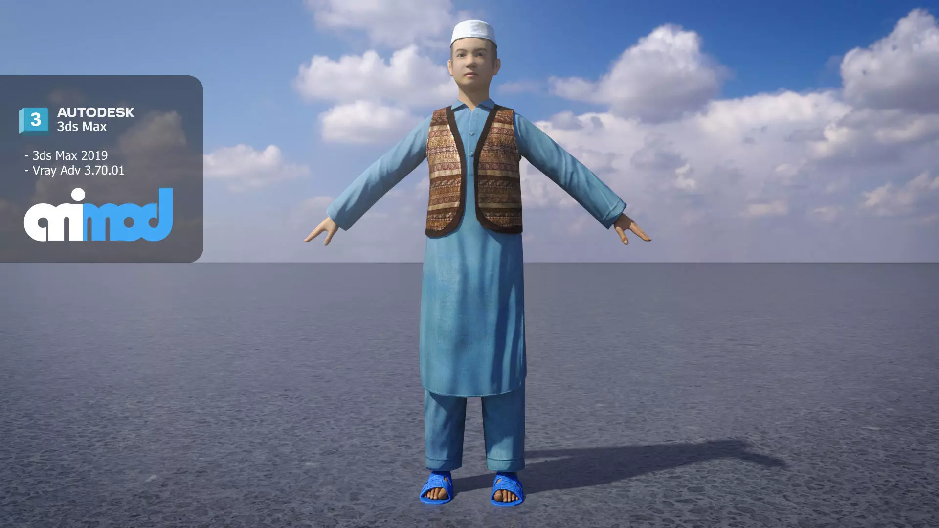 Afghan Kid Civilian 3D model_0
