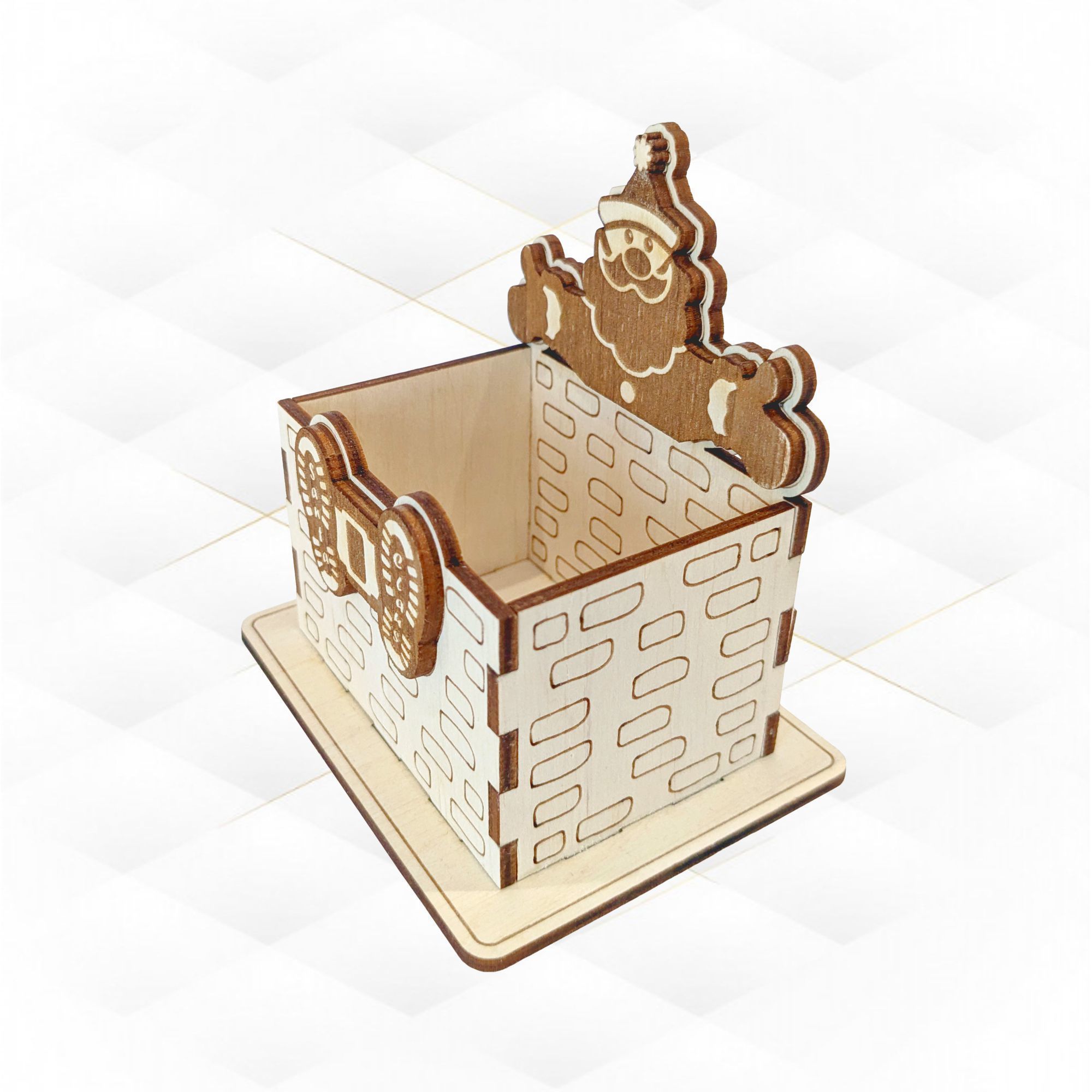 Christmas gift holder Santa Claus laser cut design 3D print model_2