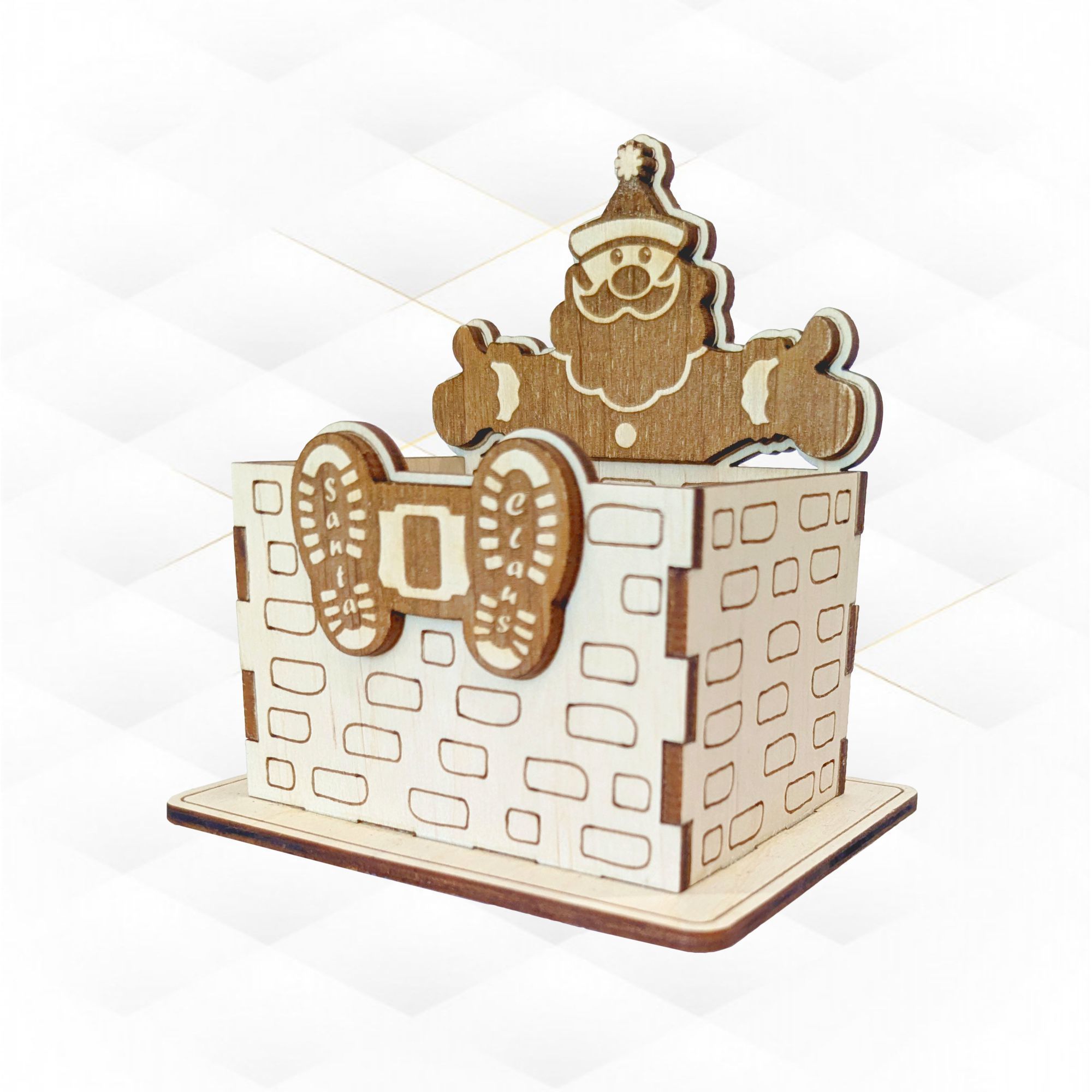 Christmas gift holder Santa Claus laser cut design 3D print model_3