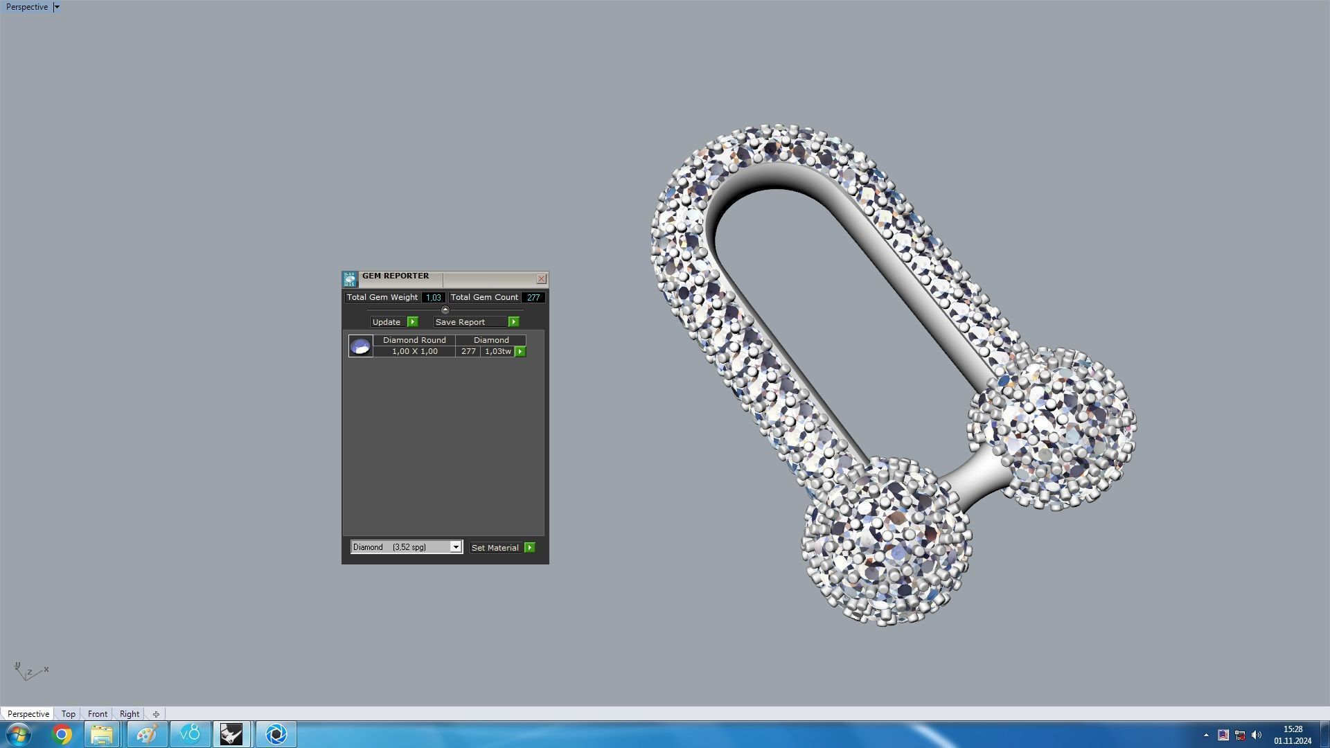 3D Hardwear Bracelet or necklace Diamond Paved Detal 3D print model_10