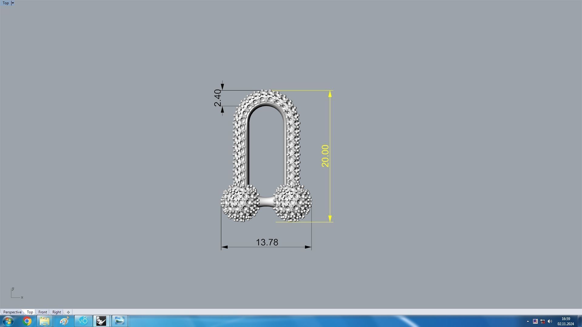 3D Hardwear Bracelet or necklace Diamond Paved Detal 3D print model_5
