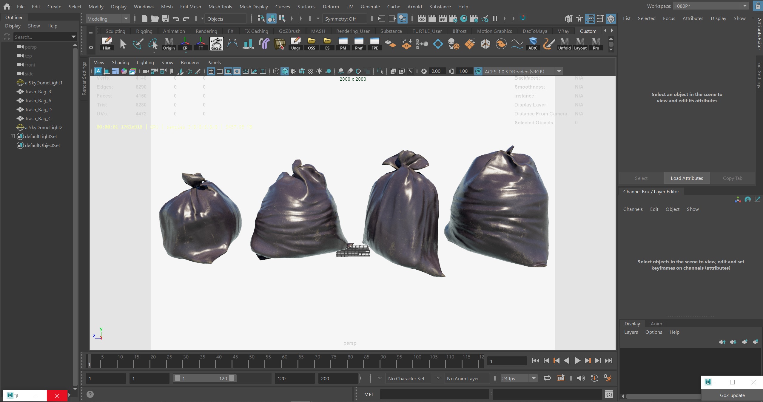 Trash Bag Low-poly 3D model_6