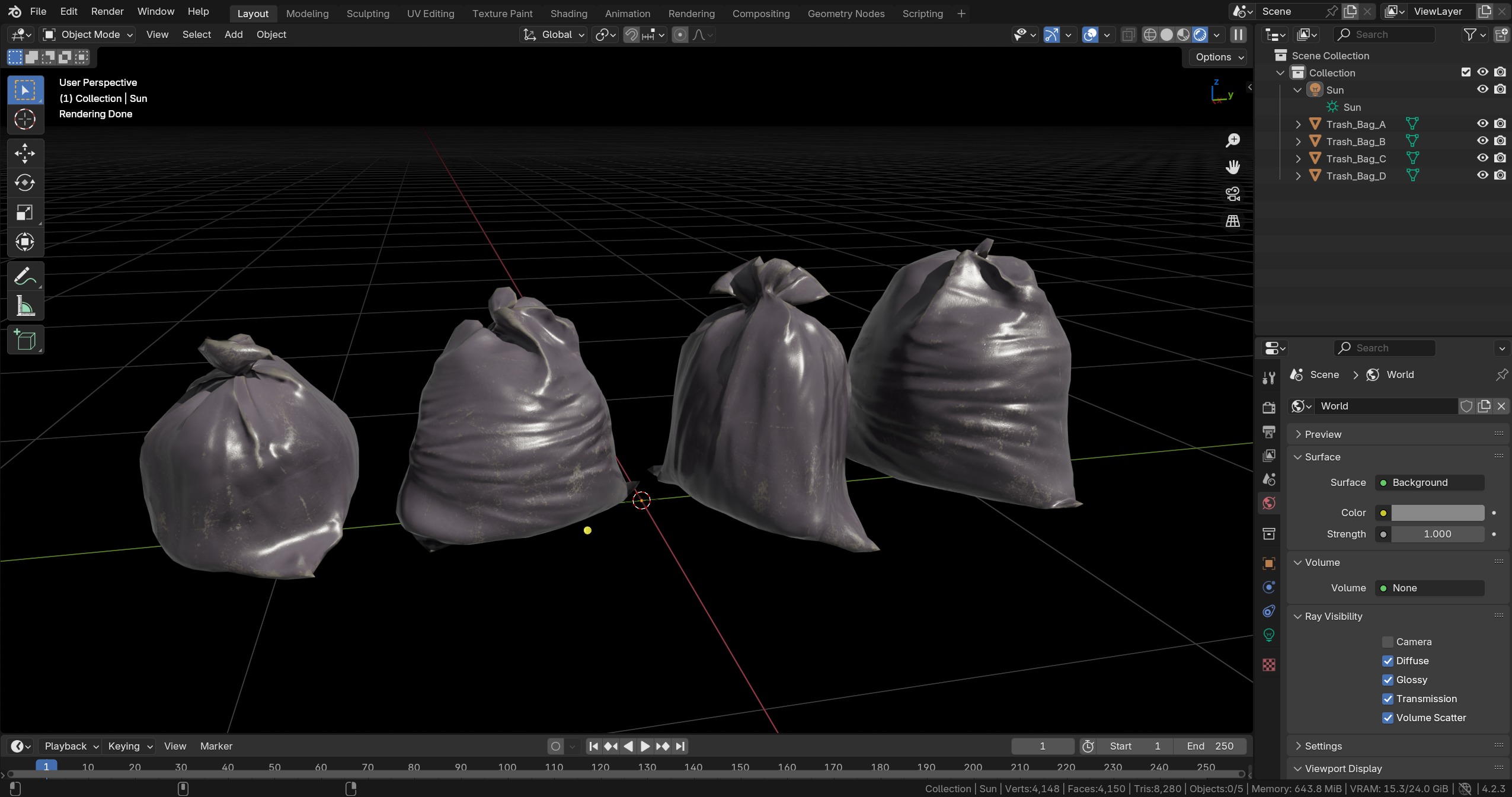 Trash Bag Low-poly 3D model_7