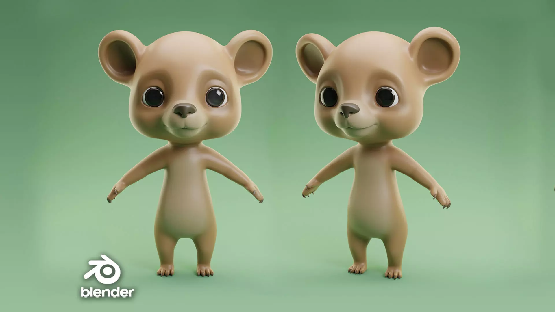  Bear Cartoon Low-poly 3D model_0