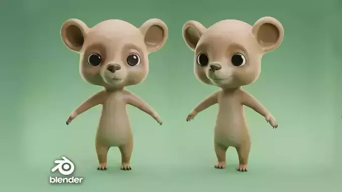  Bear Cartoon Low-poly 3D model