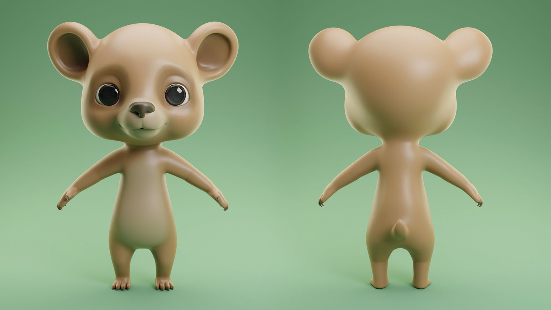  Bear Cartoon Low-poly 3D model_1