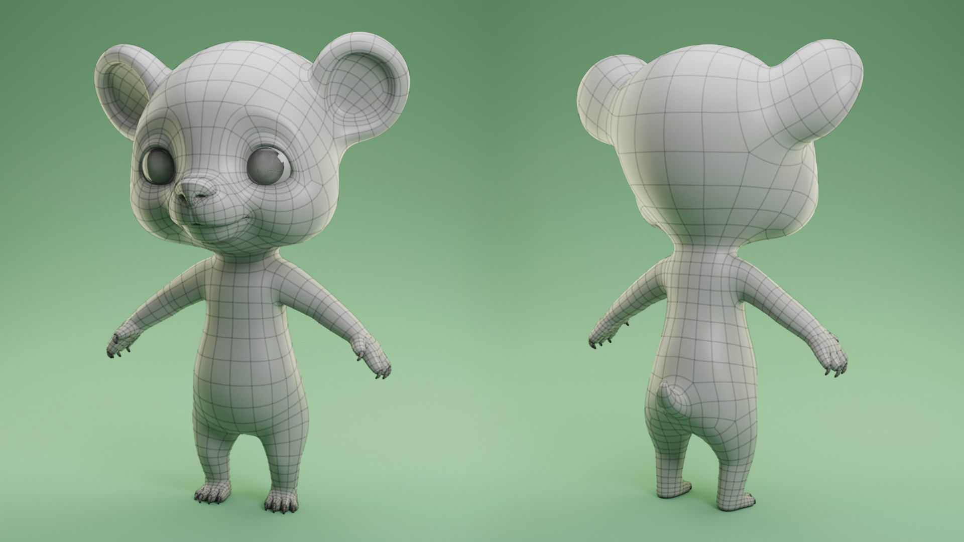  Bear Cartoon Low-poly 3D model_6