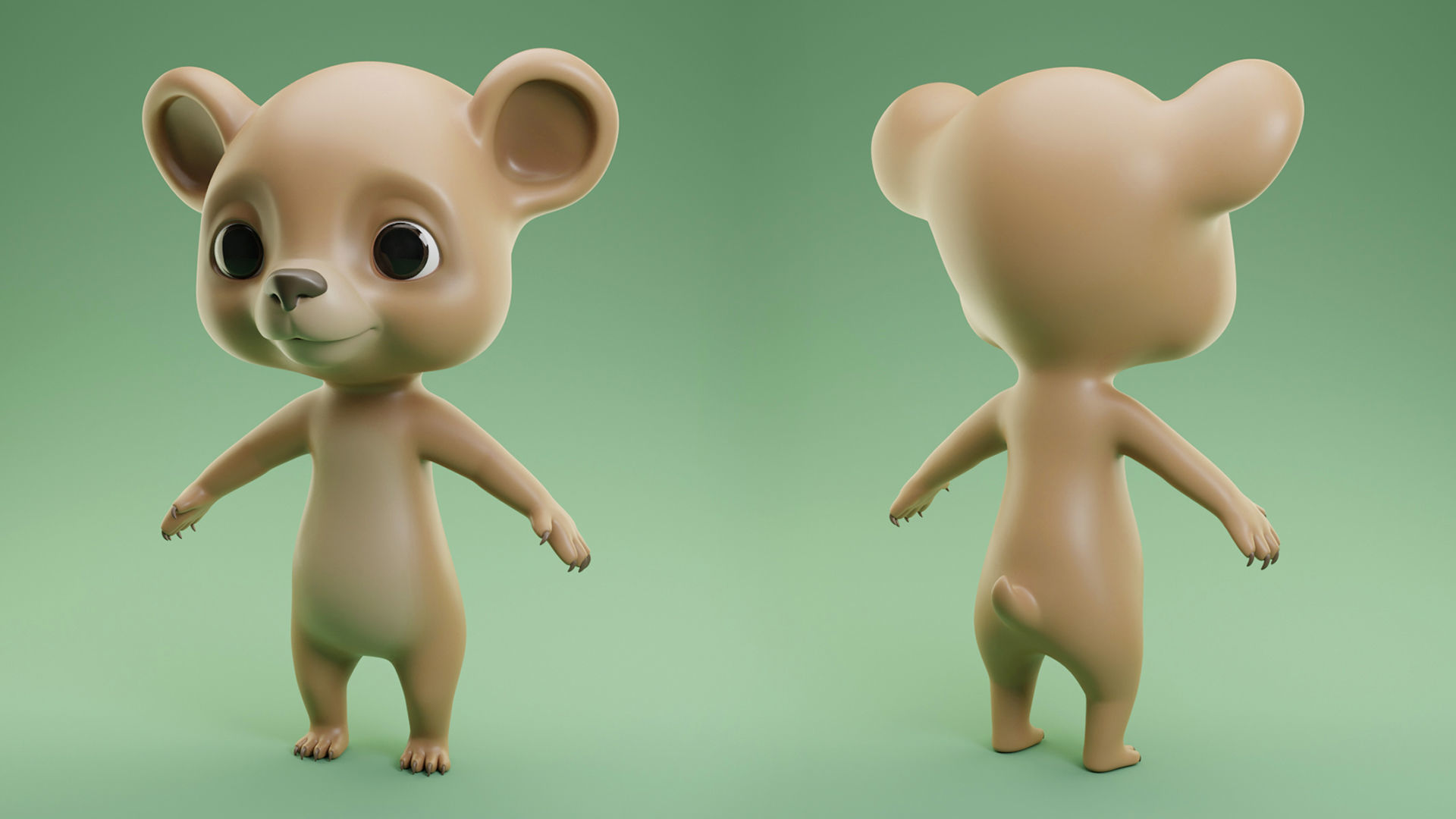  Bear Cartoon Low-poly 3D model_4