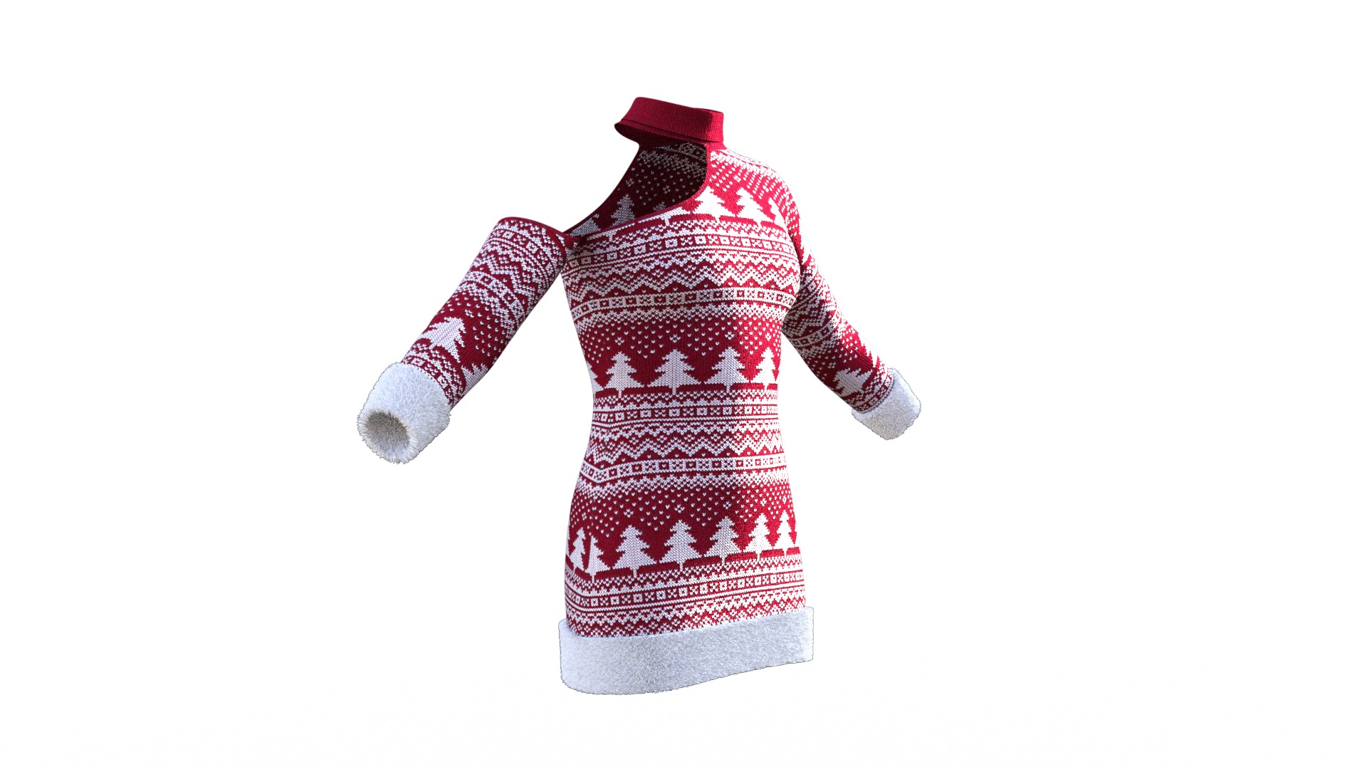 Christmas Sweater Dress Outfit Clothing Low-poly 3D model_7