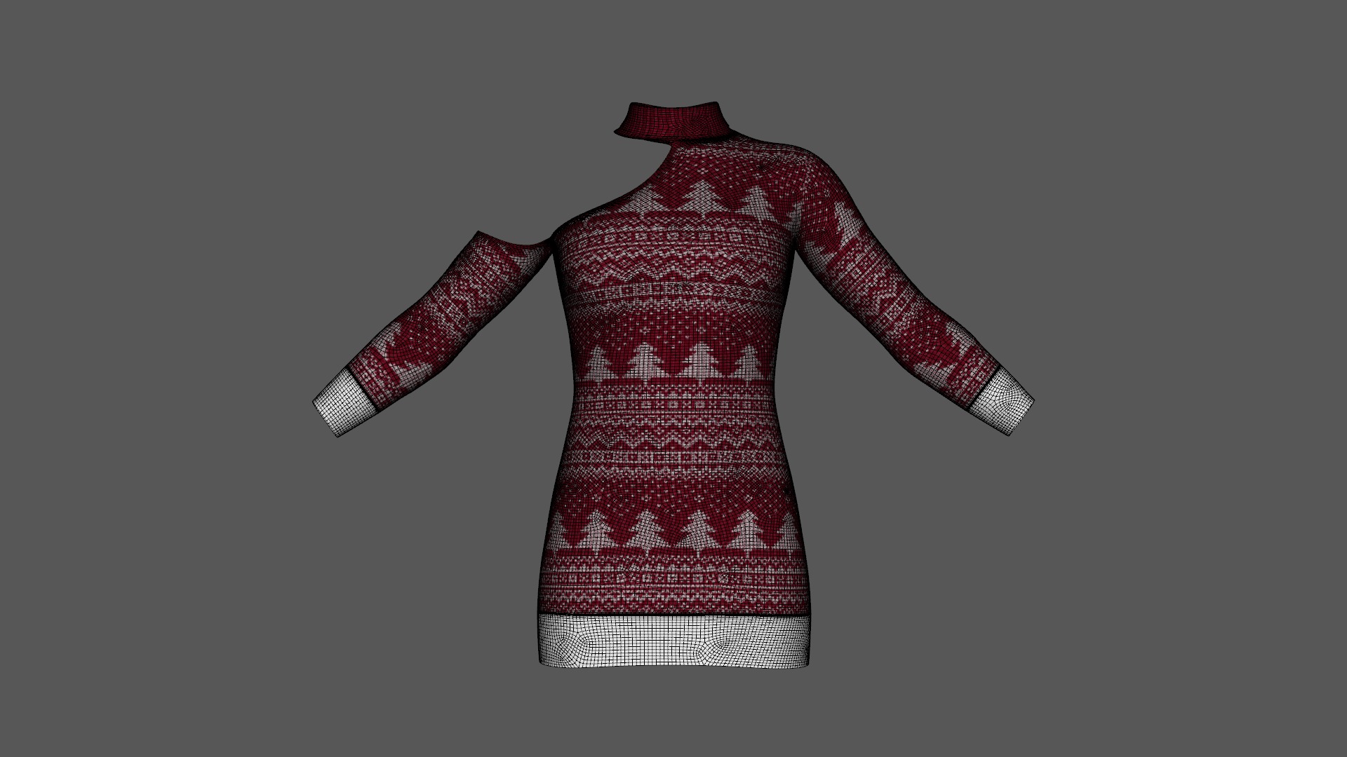 Christmas Sweater Dress Outfit Clothing Low-poly 3D model_10