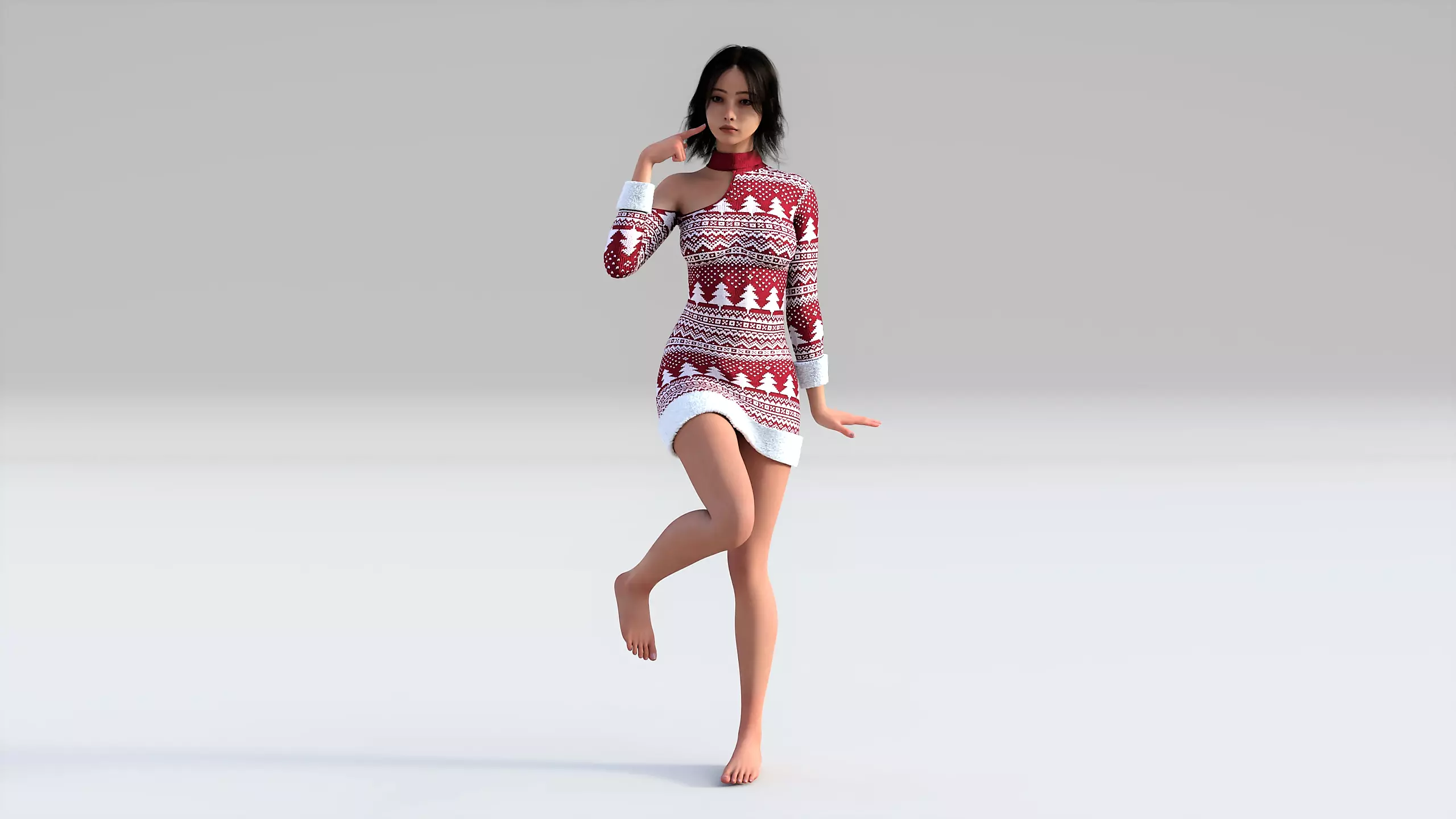 Christmas Sweater Dress Outfit Clothing Low-poly 3D model_0