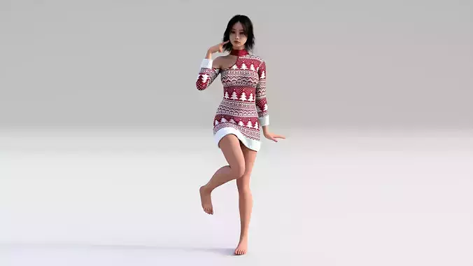 Christmas Sweater Dress Outfit Clothing Low-poly 3D model