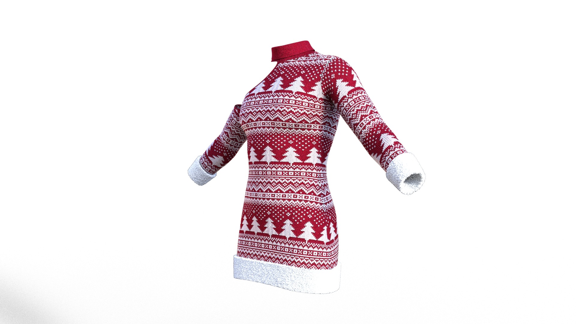 Christmas Sweater Dress Outfit Clothing Low-poly 3D model_5