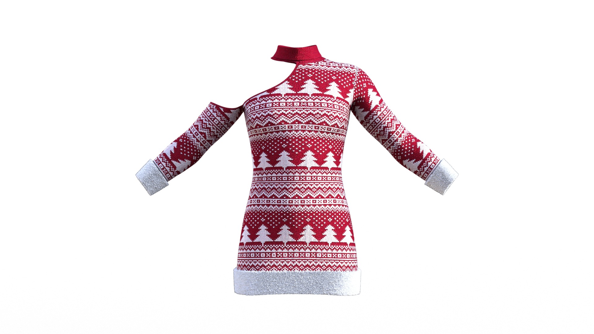 Christmas Sweater Dress Outfit Clothing Low-poly 3D model_2
