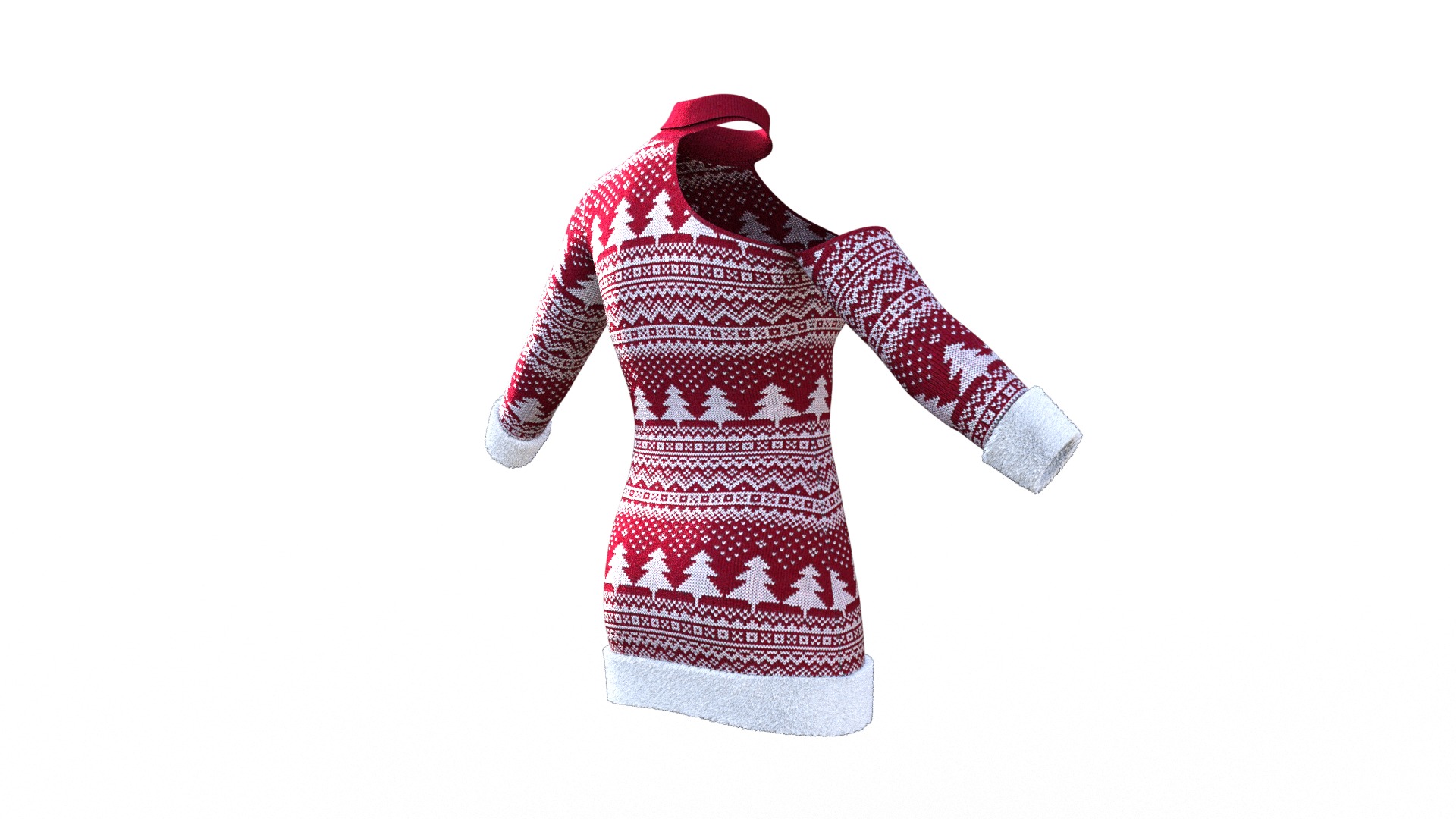 Christmas Sweater Dress Outfit Clothing Low-poly 3D model_6