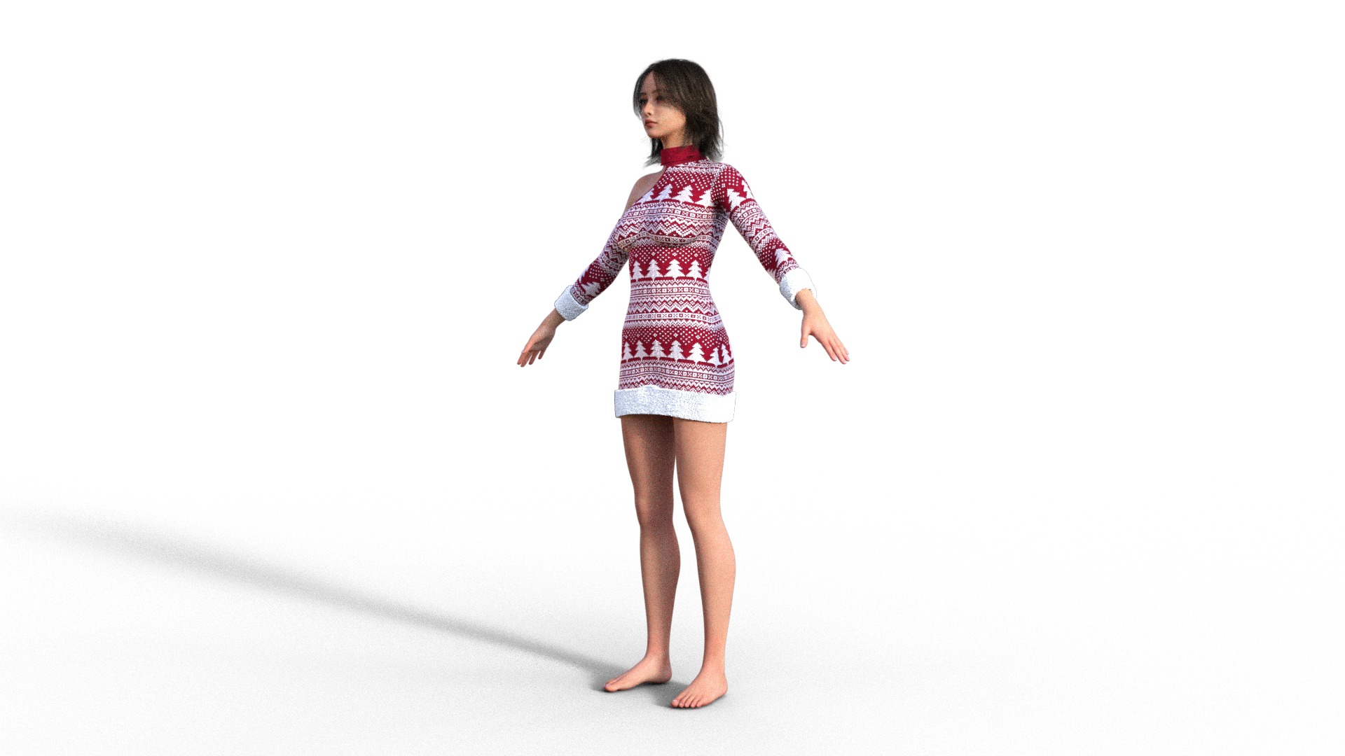 Christmas Sweater Dress Outfit Clothing Low-poly 3D model_8