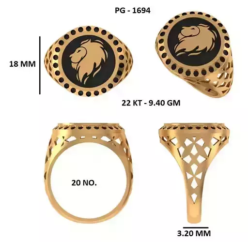 Elegant Mens Signet Ring Royal and Symbolic Design Lion Head