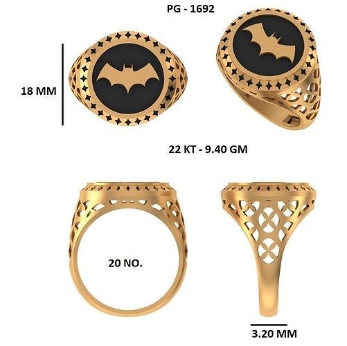 Elegant Mens Signet Ring Royal and Symbolic Design Batman 3D print model