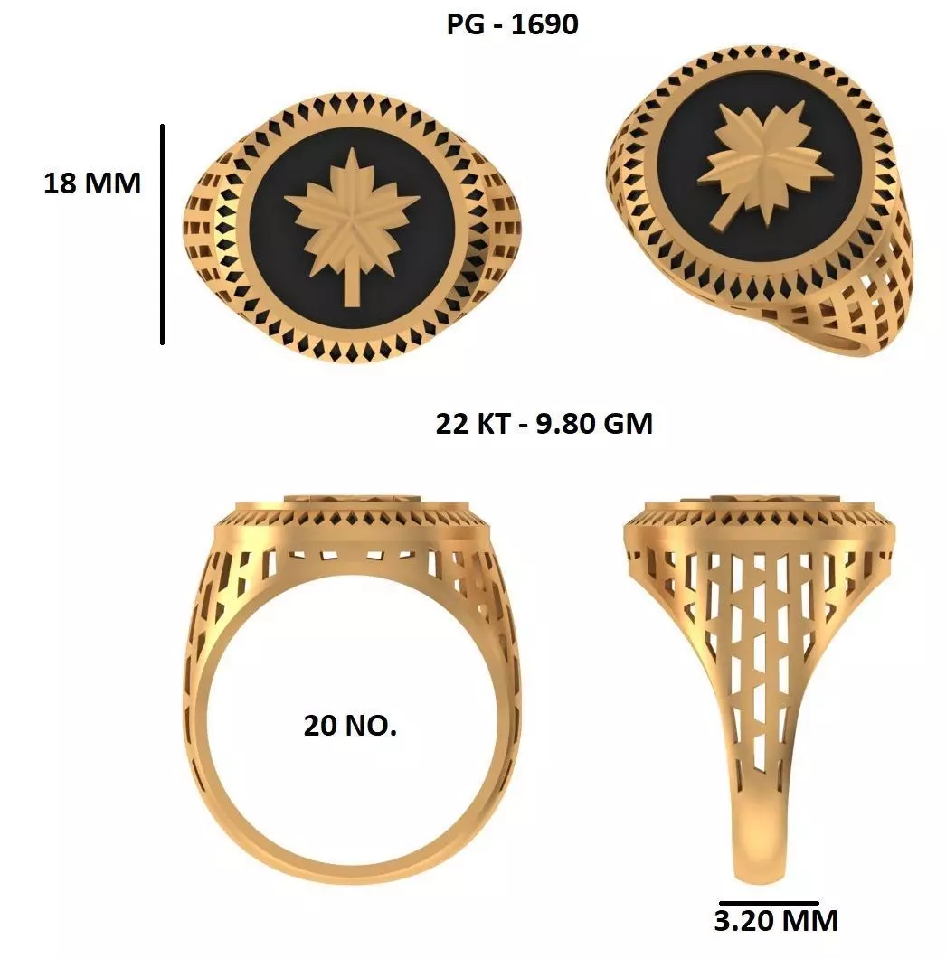 Elegant Mens Signet Ring Royal and Symbolic Design Maple 3D print model_0