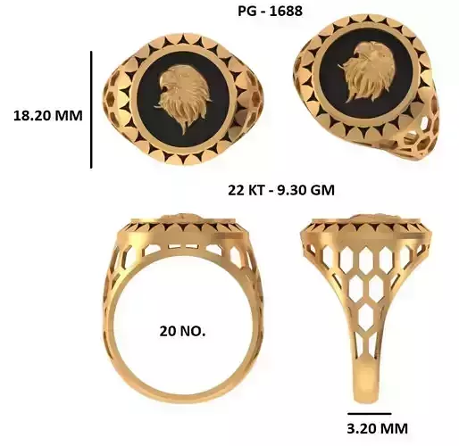Elegant Mens Signet Ring eagle