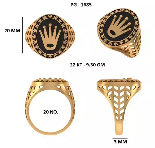 Elegant Mens Signet Ring Royal and Symbolic Design Rolex Crown