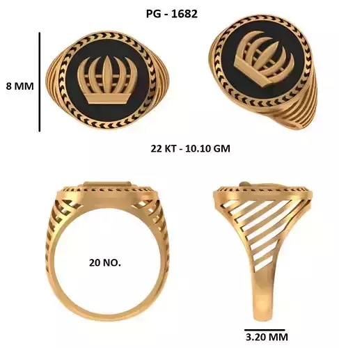 Elegant Mens Signet Ring Royal and Symbolic Design Crown