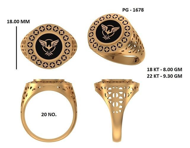 Elegant Mens Signet Ring Royal American Eagle 3D print model