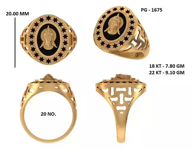 Elegant Mens Signet Ring Royal and Symbolic Design Lord Hanuman